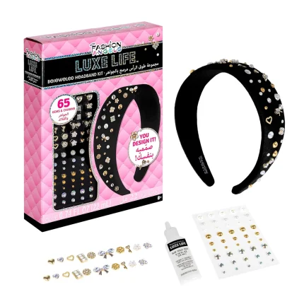 Fashion Angels Luxe Life Bejeweled Headband Kit – Make 2 Headbands with Gems, Pearls and Charms for Girls, Ages 8+