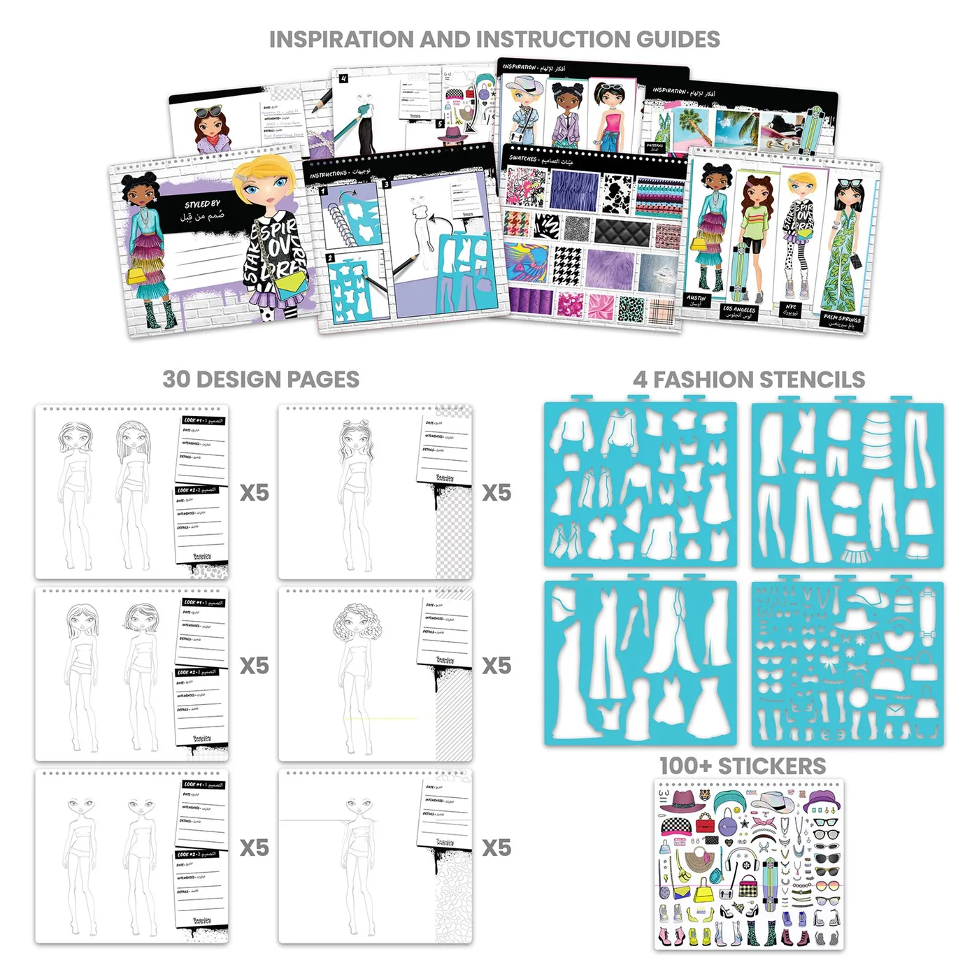 13740_4.webp Fashion Angels Streetwear Fashion Design Sketch Portfolio – Fashion Sketchbook Set for Girls, Ages 8+ - view 15