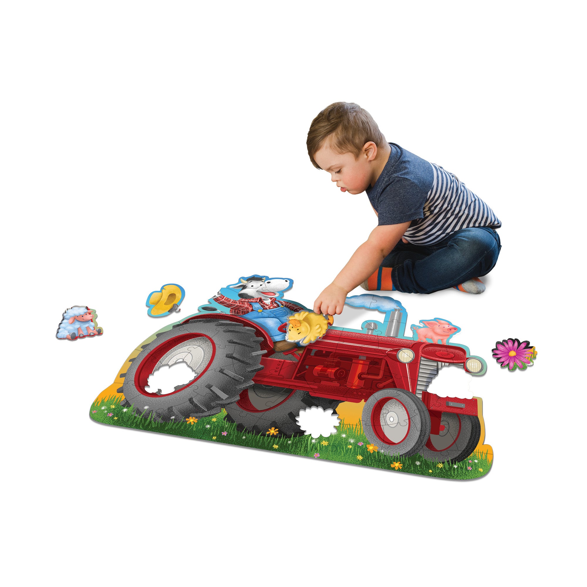 141253811.jpg Peaceable Kingdom Floor Puzzle Tractor – Giant Tractor Jigsaw Puzzle Nearly 3 Feet Wide with Corded Carry Box for Kids