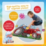 Peaceable Kingdom Floor Puzzle Tractor – Giant Tractor Jigsaw Puzzle Nearly 3 Feet Wide with Corded Carry Box for Kids - view