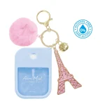 Hot Focus Aura Mist 2-in-1 Set – 29.57ml Hand Wash Mist and Pom-Pom Keychain with Pink Eiffel Tower Charm for Girls, Ages 5+ 