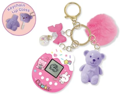 Hot Focus Beauty Game Time – 2-in-1 Virtual Pet Game Keychain with 168 Pets for Girls, Ages 5+