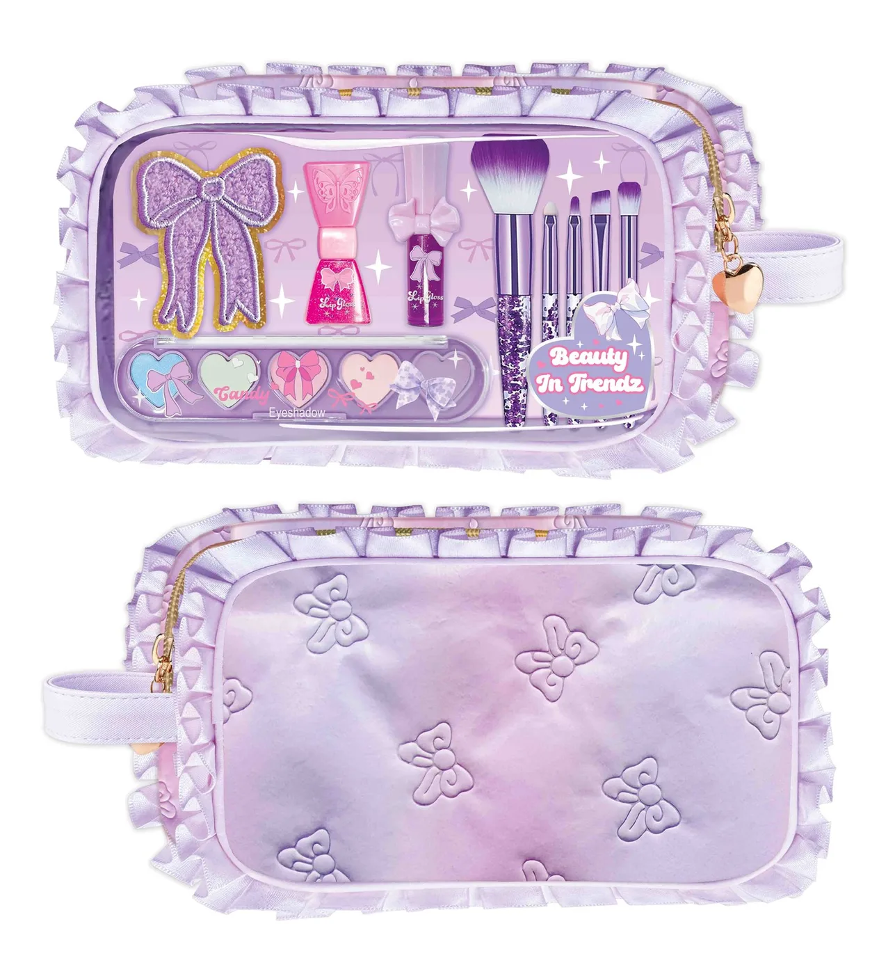 181BT_1.webp Hot Focus Beauty In Trendz Kids Makeup Kit – Scented Heart Eyeshadow Palette, Peel-Off Nail Polish, Lip Gloss and 5 Glitter B