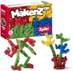 Zpiiel MakerZ 120 – 120-Element Open-Ended Building Set in Red, Yellow, Blue and Green for Kids