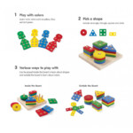 PlanToys Geometric Sorting Board – Wooden Learning Toy for Shape, Color and Counting for Toddlers - view 2