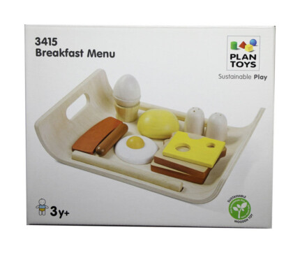 PlanToys Breakfast Menu – Wooden Pretend Play Breakfast Food Set with Tray for Kids - view 2