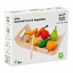 PlanToys Assorted Fruit and Vegetable – Wooden Pretend Play Food Set with Velcro Pieces for Kids Ages 3+ - view 5