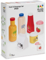 PlanToys Food & Beverage Set – 6 Piece Wooden Pretend Play Food, Beverage and Condiment Set for Kids - view 2