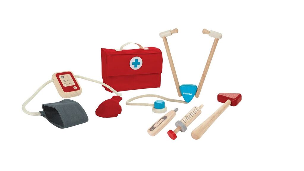 3451.jpg PlanToys Doctor Set – Wooden Pretend Play Medical Set with 5 Basic Medical Tools for Kids