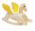 PlanToys Rocking Pegasus – Wooden Rocking Horse with Winged Saddle and Adjustable Backrest for Kids