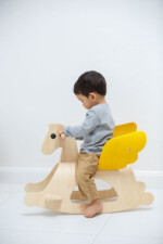 PlanToys Rocking Pegasus – Wooden Rocking Horse with Winged Saddle and Adjustable Backrest for Kids - view 3