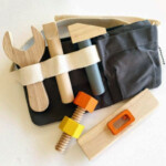 PlanToys Tool Belt – Wooden Pretend Play Tool Set with Hammer, Wrench and Screwdriver for Kids - view 3