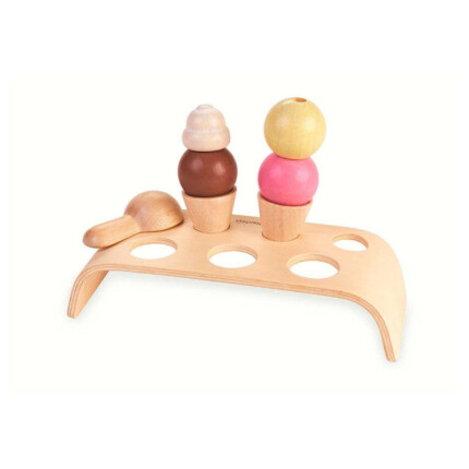 PlanToys Ice Cream Set – Wooden Pretend Play Ice Cream Shop with 3 Scoops for Kids Ages 3+ - view 2