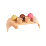 PlanToys Ice Cream Set – Wooden Pretend Play Ice Cream Shop with 3 Scoops for Kids Ages 3+ - view 4