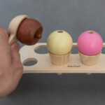PlanToys Ice Cream Set – Wooden Pretend Play Ice Cream Shop with 3 Scoops for Kids Ages 3+ - view 5