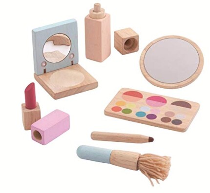 PlanToys Makeup Set – Wooden Pretend Play Makeup Artist Set with Mirror and Waist Bag for Kids - view 2
