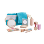 PlanToys Makeup Set – Wooden Pretend Play Makeup Artist Set with Mirror and Waist Bag for Kids