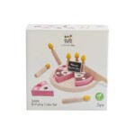PlanToys Birthday Cake Set – Wooden Pretend Play Cake with 6 Slices and Candles, Pink and Brown, for Kids - view 3