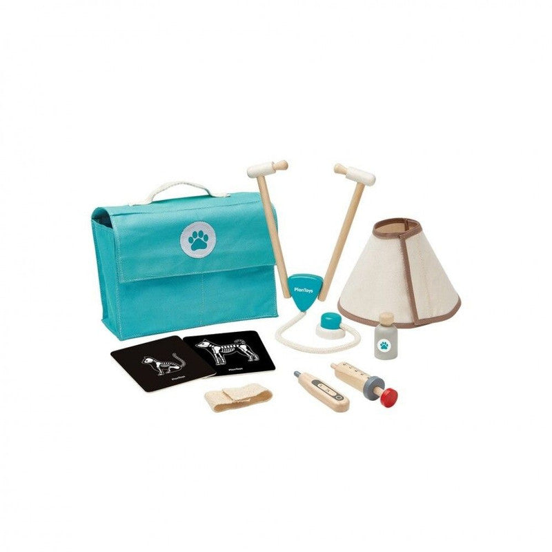 3490.jpg PlanToys Vet Set – Wooden Pretend Play Veterinarian Medical Set with Doctor Bag for Kids