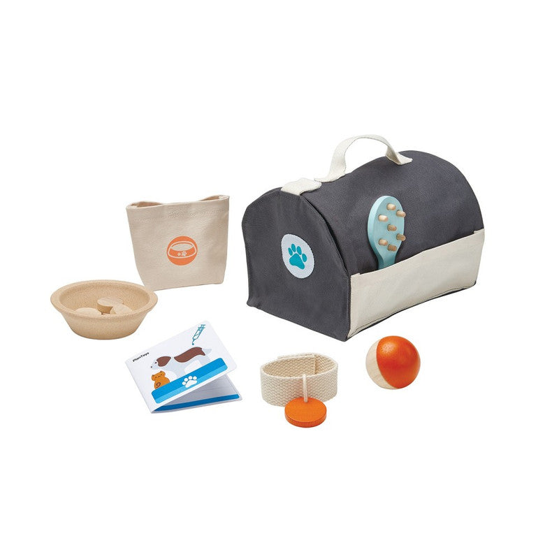3491.jpg PlanToys Pet Care Set – Wooden Pretend Play Set with Carry Case and Pet Passport for Kids