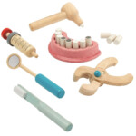 PlanToys Dentist Set – Wooden Pretend Play Dentist Set with 4 Dental Tools and Teeth for Kids - view 2