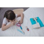 PlanToys Dentist Set – Wooden Pretend Play Dentist Set with 4 Dental Tools and Teeth for Kids - view 6
