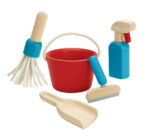 PlanToys Cleaning Set – Wooden 5-Piece Pretend Play Cleaning Toy Set, Red, for Kids - view 3