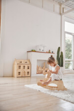 PlanToys Palomino Rocking Horse – Modern Rustic Colorway with Saddle, Parallel Rockers and Safety Stops for Kids - view 5