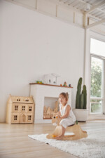 PlanToys Palomino Rocking Horse – Modern Rustic Colorway with Saddle, Parallel Rockers and Safety Stops for Kids - view 4