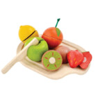 PlanToys Assorted Fruit Set – Wooden Pretend Play Food with 5 Sliceable Fruits for Kids - view 2