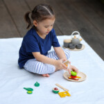 PlanToys Breakfast Set – Wooden Pretend Play Food Set with Plate, Silverware, Egg and Bacon for Kids - view 4