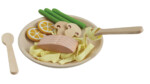 PlanToys Pasta Set – Wooden Pretend Play Food Set with Salmon and Vegetables for Kids