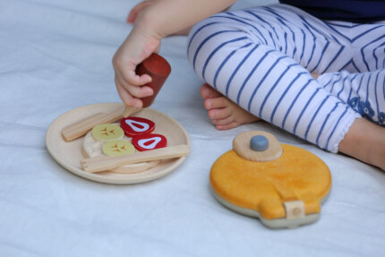 PlanToys Waffle Set – Wooden Pretend Play Food Set with Waffle Iron for Toddlers - view 2