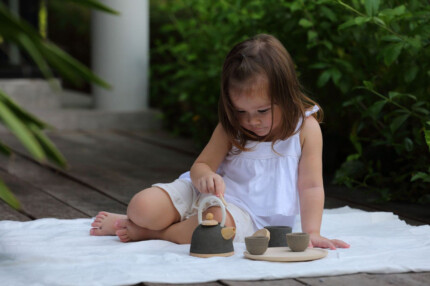 PlanToys Classic Tea Set – Wooden Pretend Play Tea Party Set for 2 for Toddlers - view 2