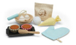 PlanToys Cupcake Set – Wooden Pretend Play Baking Set with Decorating Accessories for Toddlers
