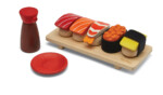 PlanToys Sushi Set – Wooden Pretend Play Food Set with Seaweed and Rice for Toddlers