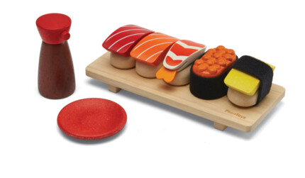 PlanToys Sushi Set – Wooden Pretend Play Food Set with Seaweed and Rice for Toddlers