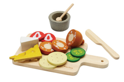 PlanToys Cheese & Charcuterie Board – Wooden Pretend Play Food Set, European-Style Appetizer for Kids - view 2