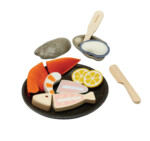PlanToys Seafood Platter – Wooden Pretend Play Food Set for Young Chefs, Realistic Seafood Kitchen Toy - view 2