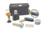 PlanToys Shave Set – Wooden Pretend Play Grooming Set with Scissors, Hair Dryer, Comb, Straightener and Clipper, Ages 3+