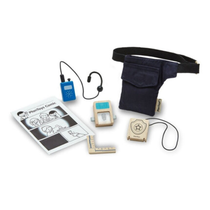 PlanToys Secret Agent Play Set – Wooden Pretend Play Set with ID Badge, Finger Scanner, Walkie-Talkie and Utility Belt for Ki