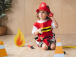PlanToys Fire Fighter Play Set – Wooden Pretend Play Set with Adjustable Helmet and Jacket, Megaphone and Fire Extinguisher,