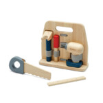 PlanToys Handy Carpenter Set – Wooden Pretend Play Tool Set with Hand Drill, Hand Saw, Claw Hammer, Chisel and Ruler for Kids