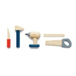 PlanToys Handy Carpenter Set – Wooden Pretend Play Tool Set with Hand Drill, Hand Saw, Claw Hammer, Chisel and Ruler for Kids