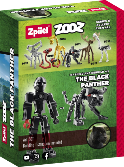Zpiiel ZooZ – The Black Panther, Buildable Animal Figure Building Toy, Black, for Kids - view 2