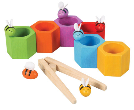 PlanToys Beehives – Wooden Fine Motor Toy with Bees and Forceps for Kids - view 2