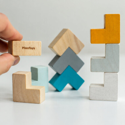 PlanToys 3D Puzzle Cube – Wooden Brain Teaser with 9 L-Shaped Blocks for Kids and Adults - view 2