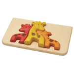 PlanToys Giraffe Puzzle – Wooden Giraffe Family Puzzle with Figures for Toddlers - view 3