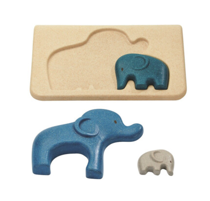 PlanToys Elephant Puzzle – Wooden Elephant Family Puzzle with Figures for Toddlers - view 2