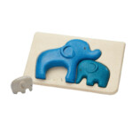 PlanToys Elephant Puzzle – Wooden Elephant Family Puzzle with Figures for Toddlers